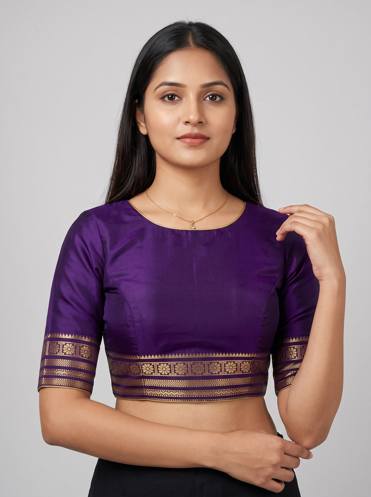 MIMOSA Orange Saree Saree — blouse close-up