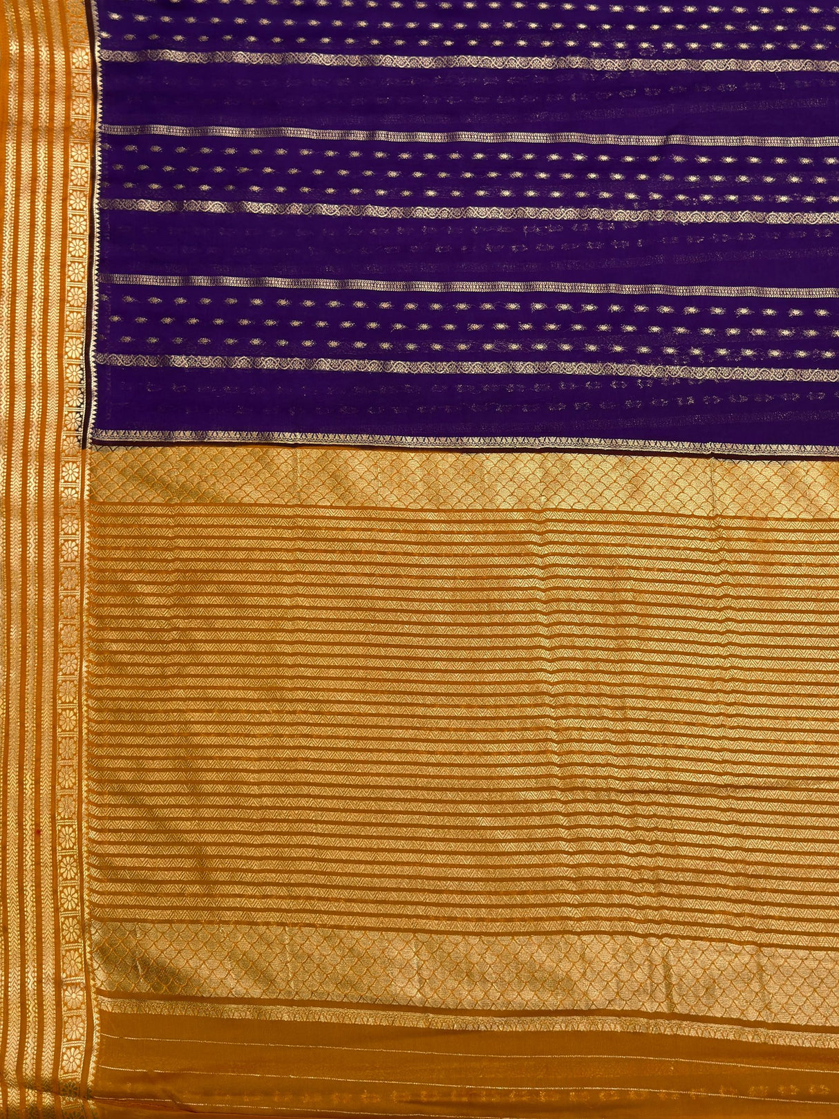 MIMOSA Purple Saree Saree — pallu and zari work detail