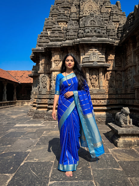 MIMOSA Royal Blue Saree Saree — front view on mannequin