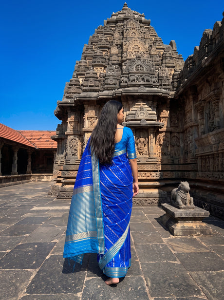 MIMOSA Royal Blue Saree Saree — pose 2 styling detail