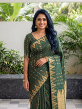 MIMOSA Bottle Green Saree Saree — pose 10 styling detail