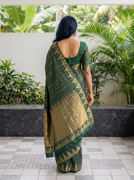MIMOSA Bottle Green Saree Saree — pose 2 styling detail