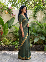 MIMOSA Bottle Green Saree Saree — pose 3 styling detail