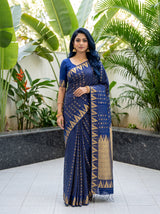 MIMOSA Navy Saree Saree — front view on mannequin
