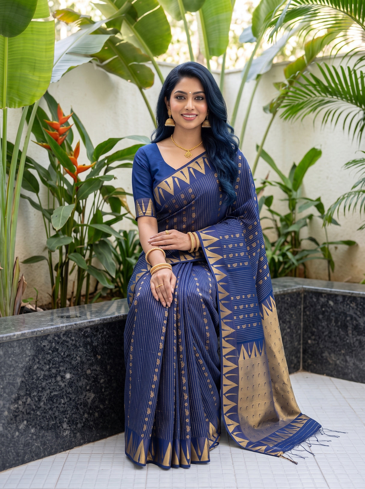 MIMOSA Navy Saree Saree — pose 8 styling detail