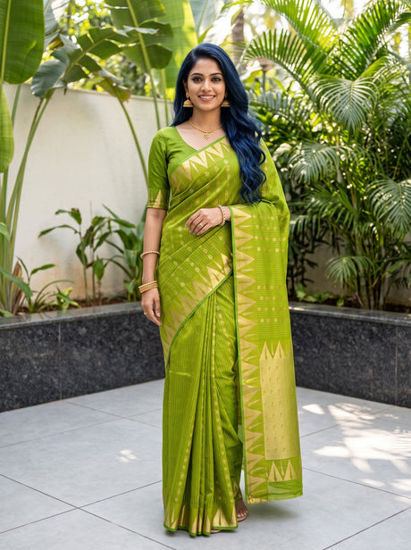 MIMOSA Olive Saree Saree — front view on mannequin