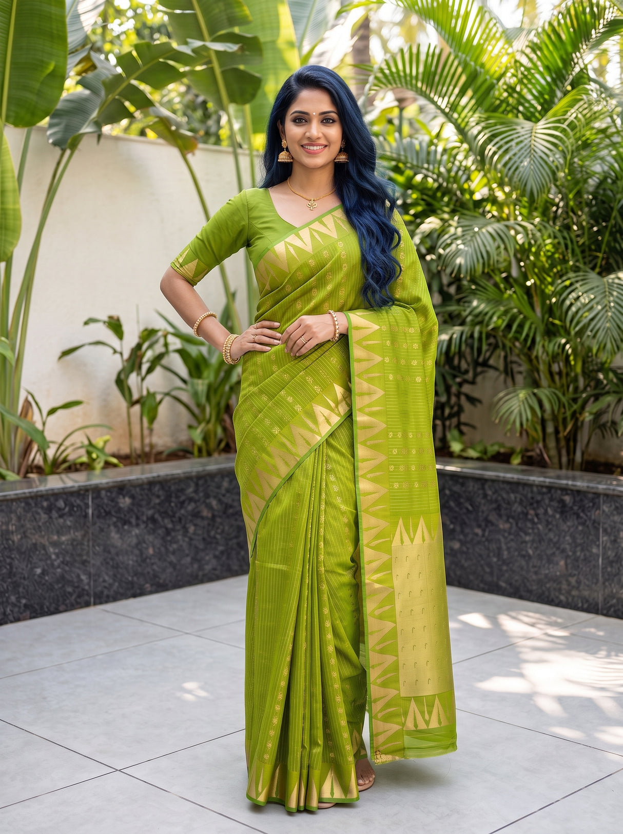 MIMOSA Olive Saree Saree — pose 4 styling detail