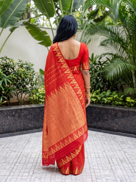 MIMOSA Red Saree Saree — pose 2 styling detail