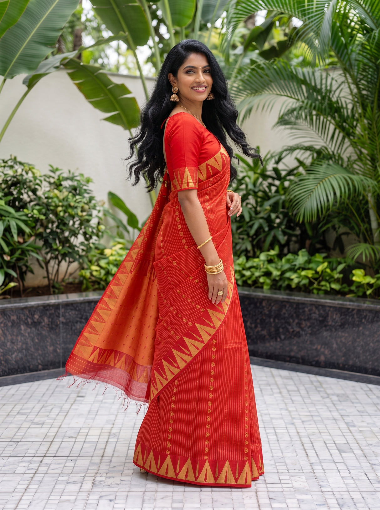 MIMOSA Red Saree Saree — pose 5 styling detail