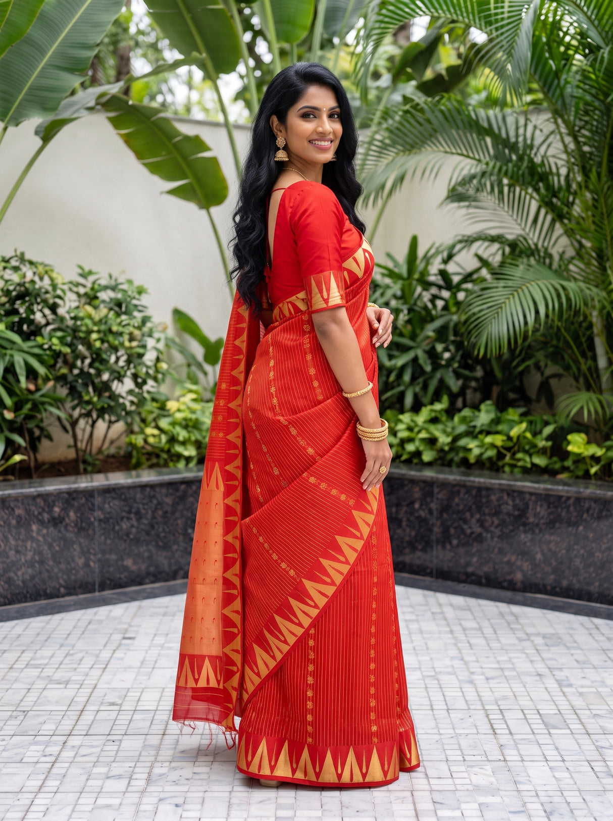 MIMOSA Red Saree Saree — pose 7 styling detail