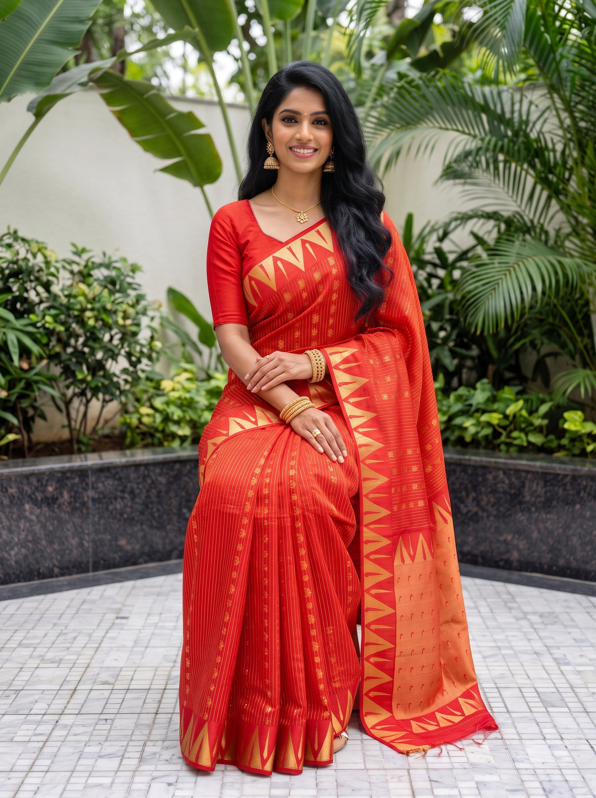 MIMOSA Red Saree Saree — pose 8 styling detail