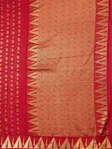 MIMOSA Red Saree Saree — pallu and zari work detail