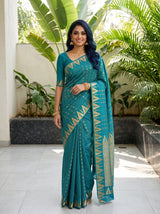 MIMOSA Sapphire Saree Saree — front view on mannequin