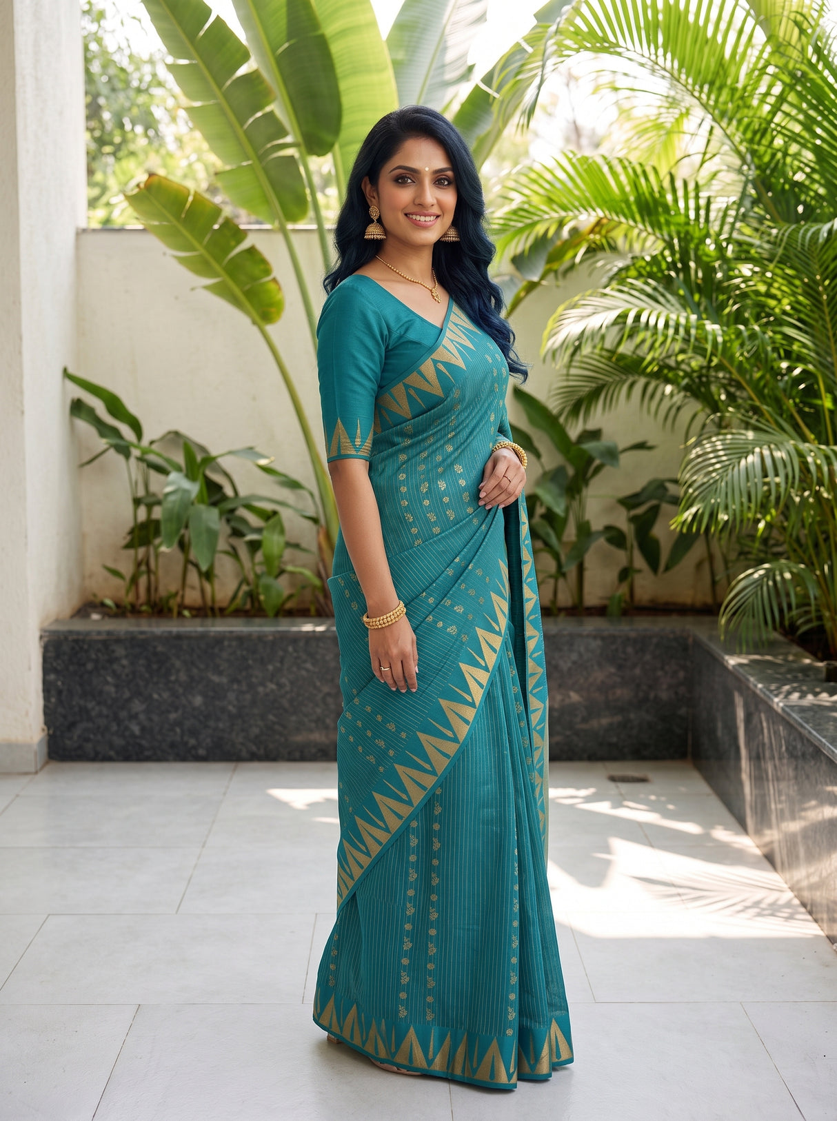 MIMOSA Sapphire Saree Saree — pose 3 styling detail