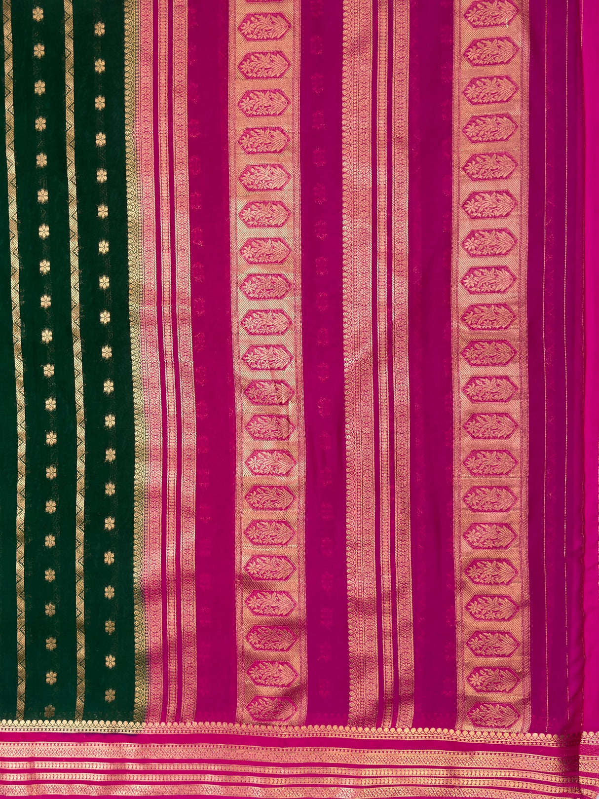 MIMOSA Bottle Green Saree Saree — pallu and zari work detail