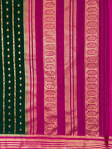MIMOSA Bottle Green Saree Saree — pallu and zari work detail