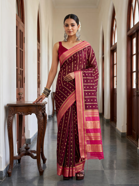 MIMOSA Chocolate Saree Saree — front view on mannequin