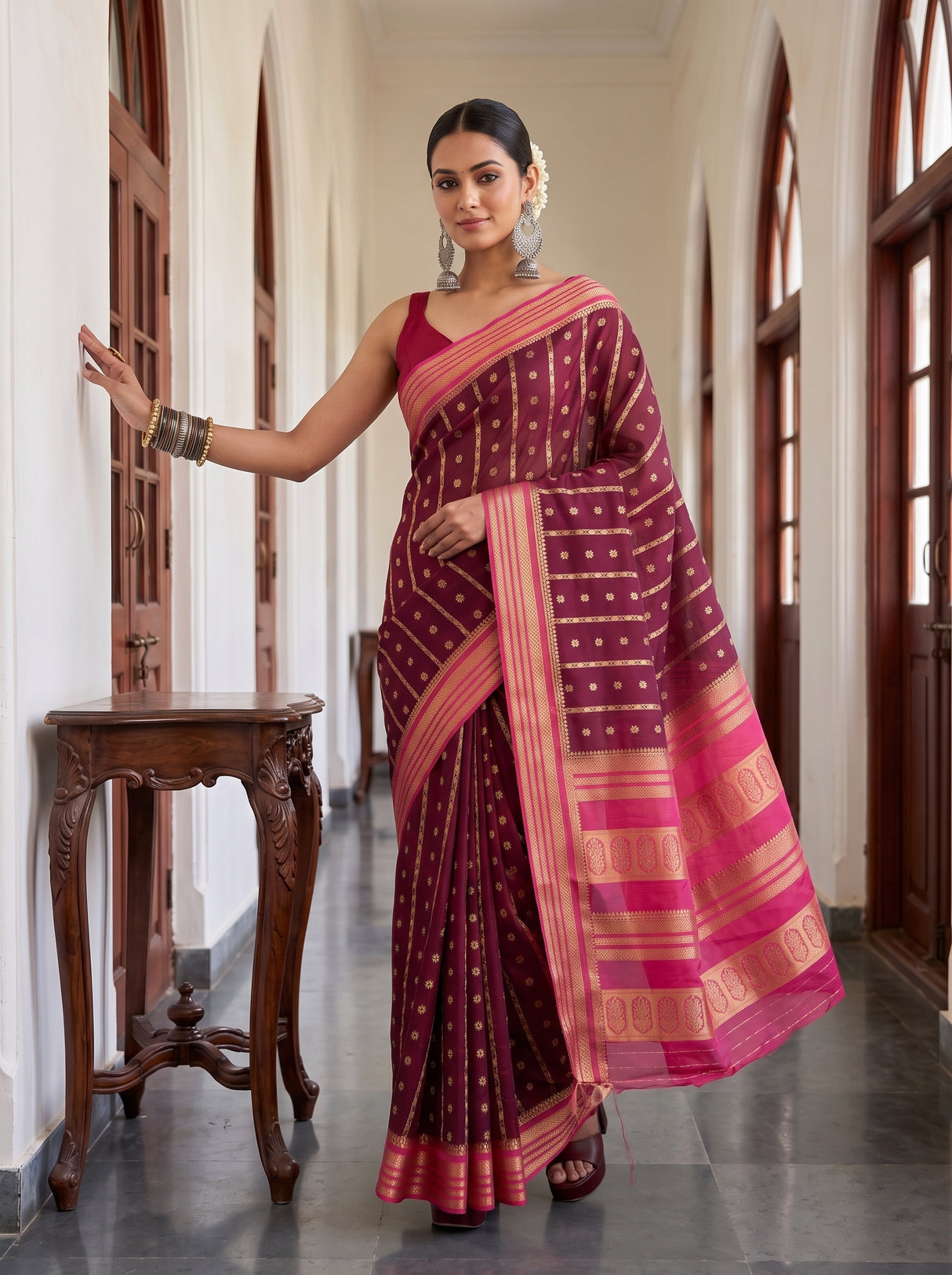 MIMOSA Chocolate Saree Saree — pose 9 styling detail