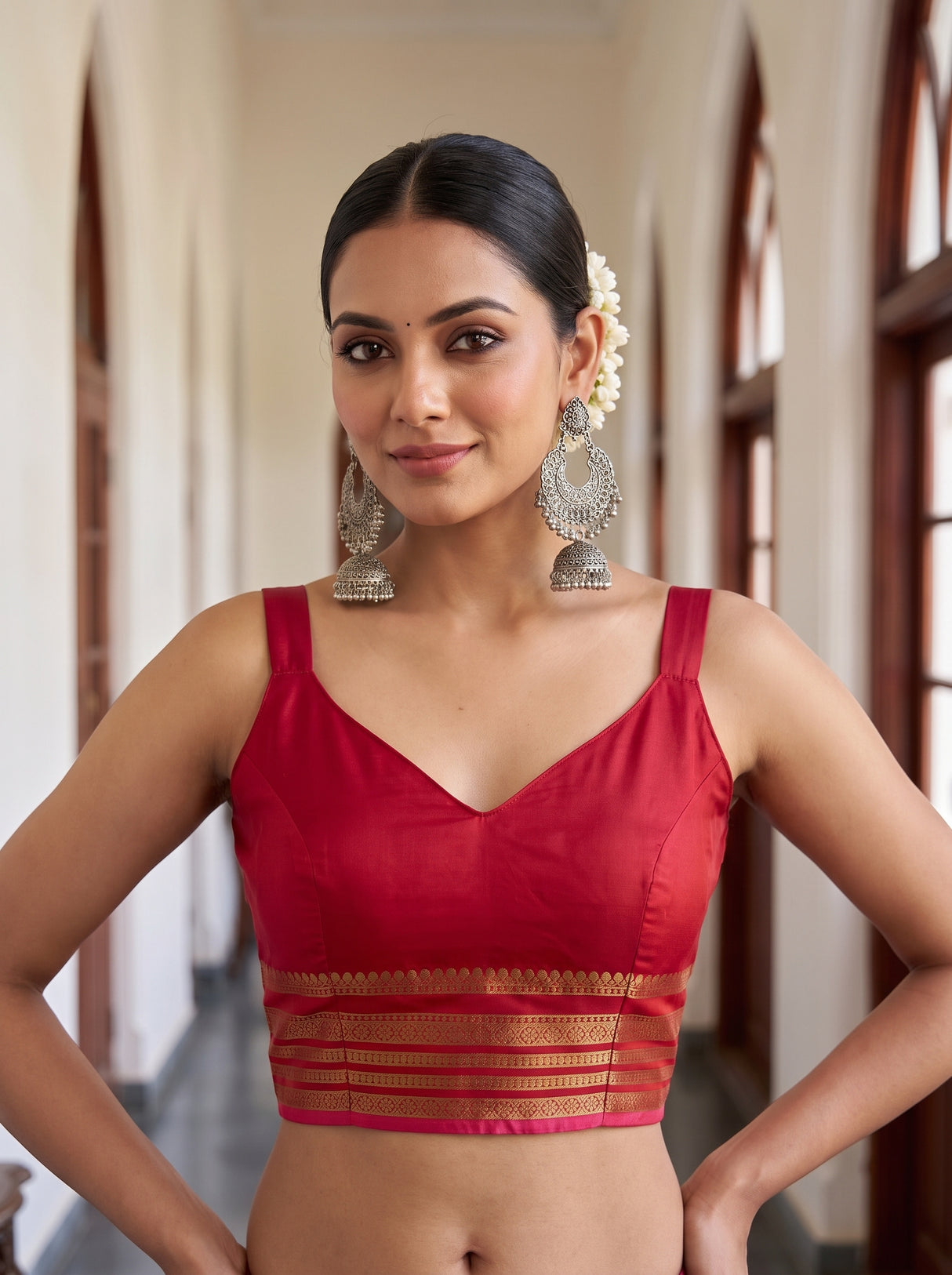 MIMOSA Chocolate Saree Saree — blouse close-up