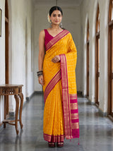 MIMOSA Gold Saree Saree — front view on mannequin