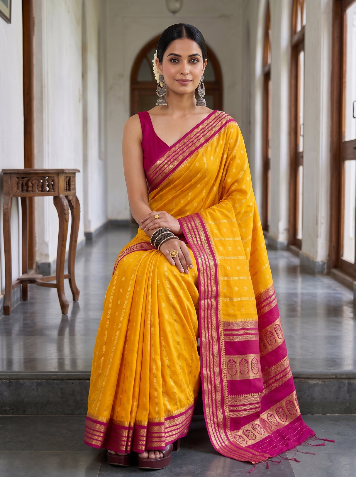MIMOSA Gold Saree Saree — pose 8 styling detail