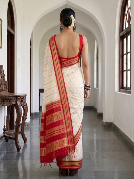 MIMOSA Half White Saree Saree — pose 2 styling detail