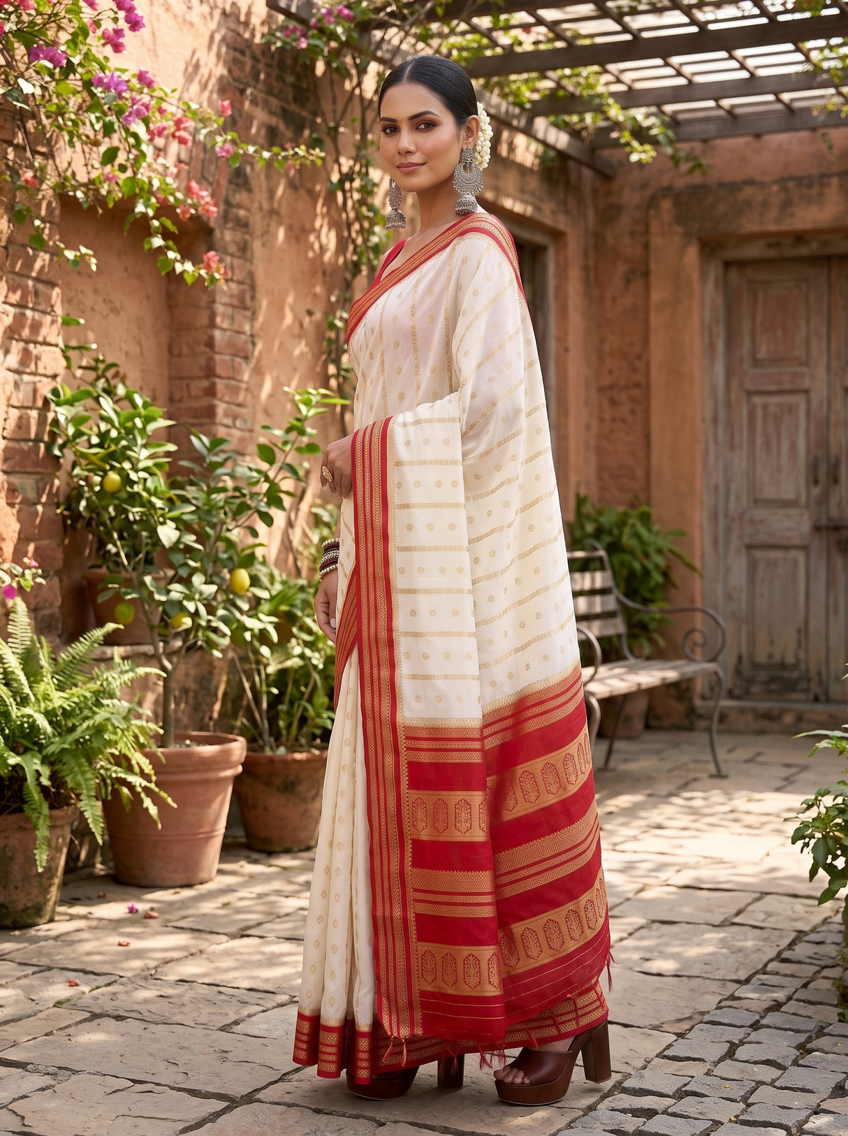 MIMOSA Half White Saree Saree — pose 7 styling detail