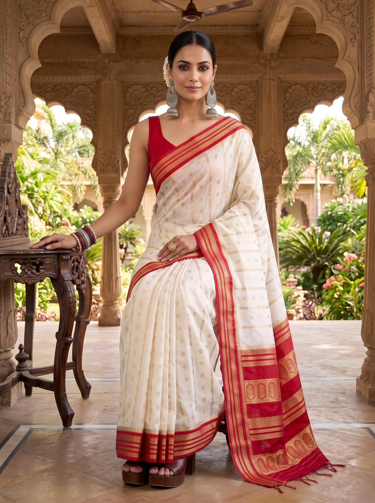 MIMOSA Half White Saree Saree — pose 8 styling detail