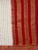 MIMOSA Half White Saree Saree — pallu and zari work detail