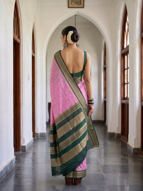 MIMOSA Pink Saree Saree — pose 2 styling detail