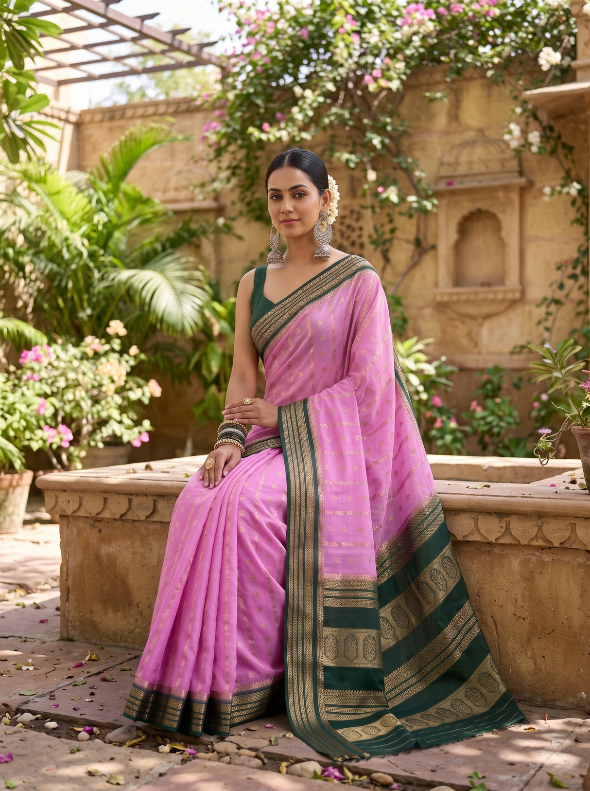 MIMOSA Pink Saree Saree — pose 8 styling detail