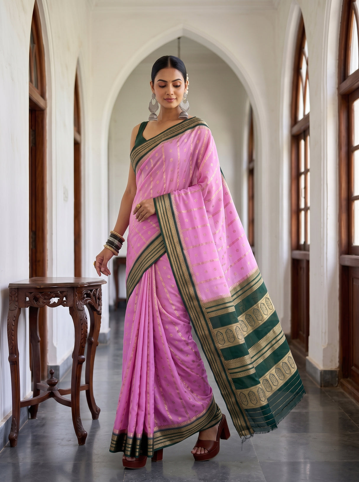 MIMOSA Pink Saree Saree — pose 9 styling detail