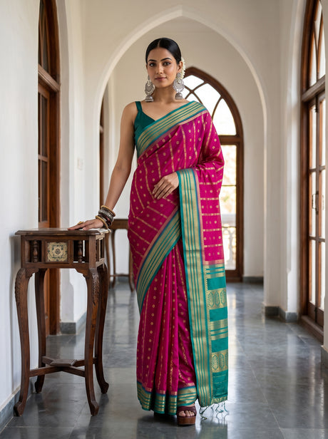 MIMOSA Rani Saree Saree — front view on mannequin
