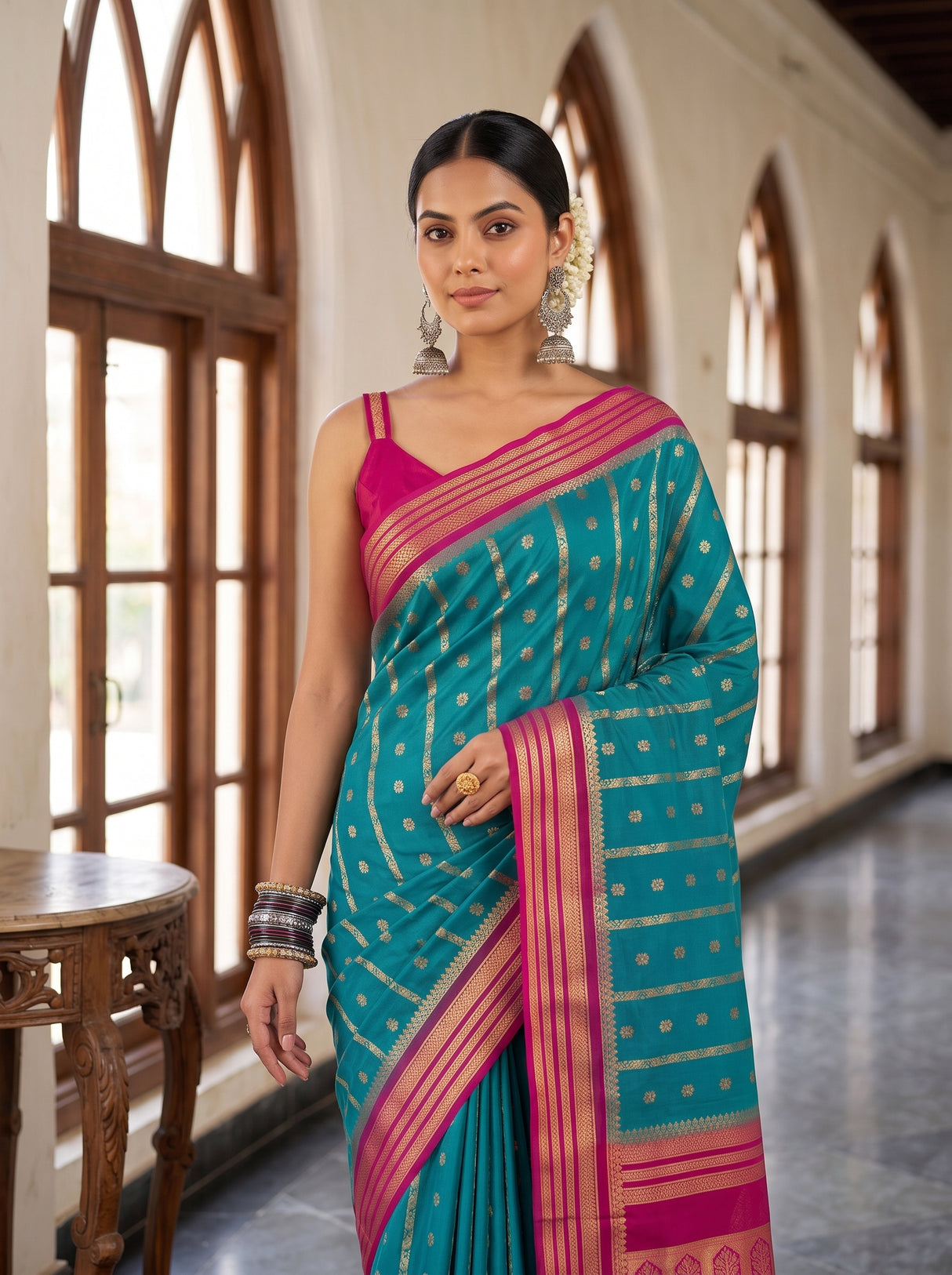 MIMOSA Sapphire Saree Saree — pose 10 styling detail