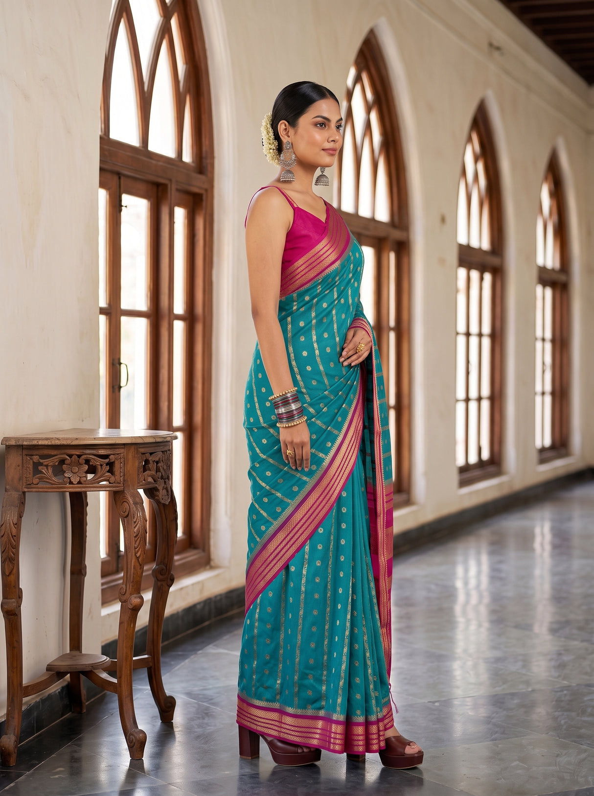 MIMOSA Sapphire Saree Saree — pose 3 styling detail