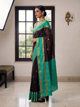 MIMOSA Chocolate Saree Saree — pose 3 styling detail