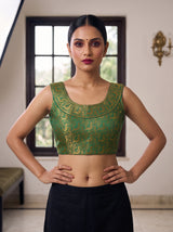 MIMOSA Chocolate Saree Saree — blouse close-up