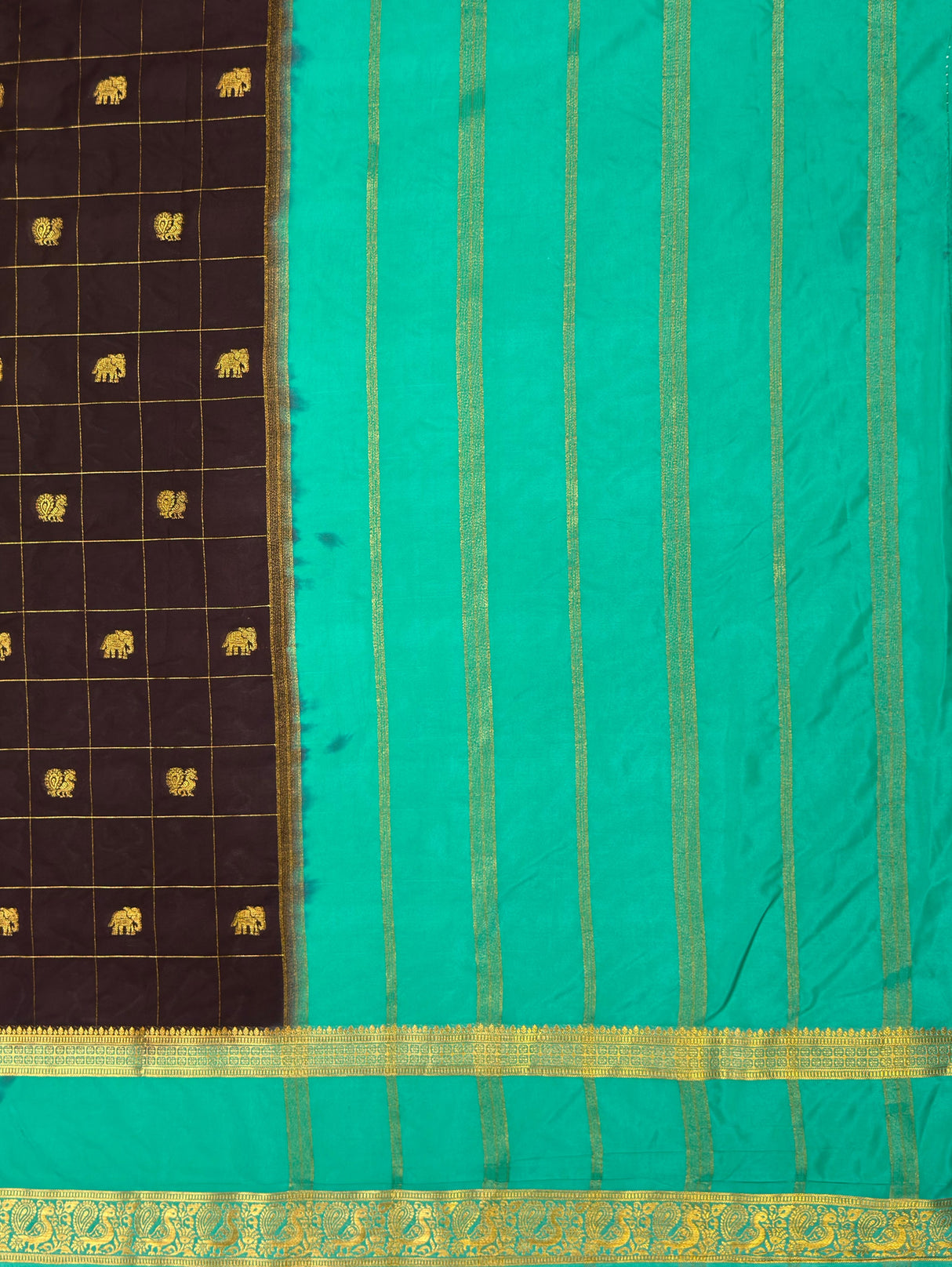 MIMOSA Chocolate Saree Saree — pallu and zari work detail