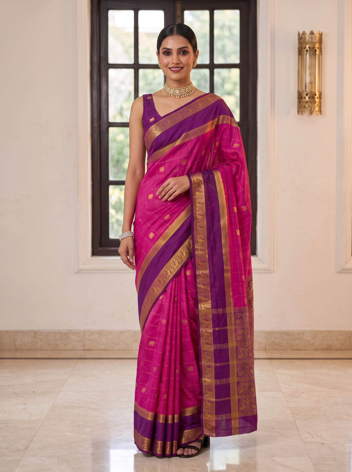 MIMOSA Magenta Saree Saree — pose 10 styling detail