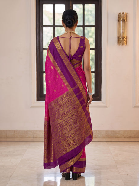 MIMOSA Magenta Saree Saree — pose 2 styling detail