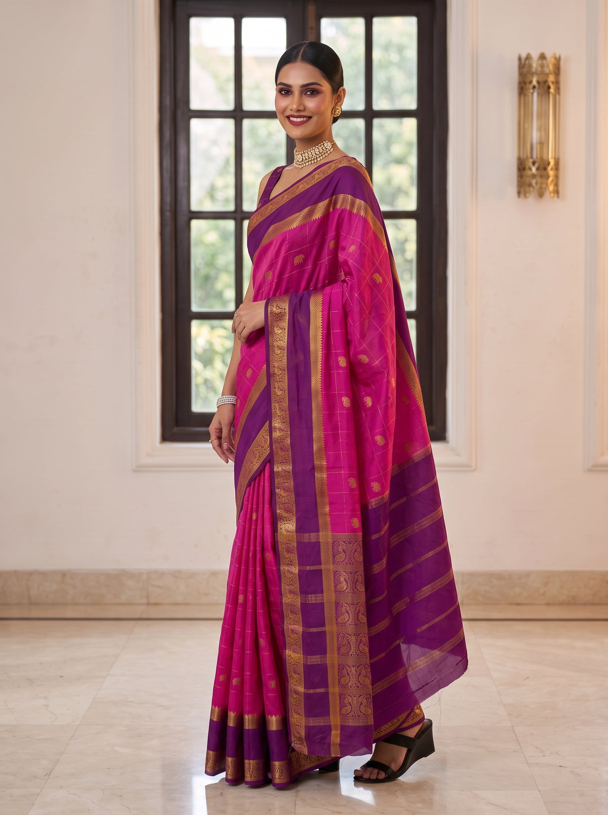 MIMOSA Magenta Saree Saree — pose 9 styling detail