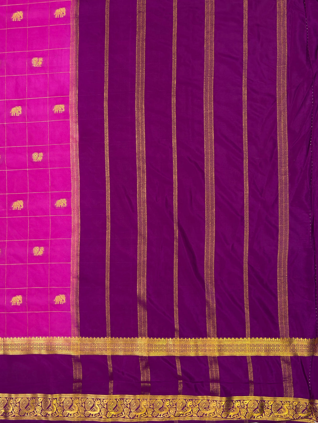MIMOSA Magenta Saree Saree — pallu and zari work detail