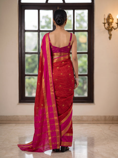MIMOSA Red Saree Saree — pose 2 styling detail