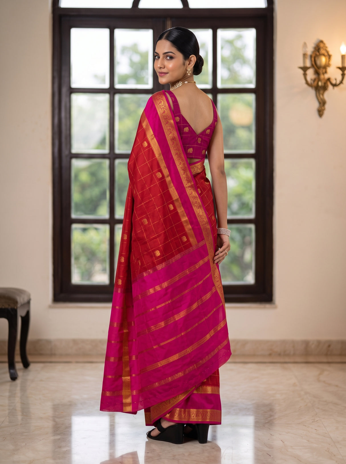MIMOSA Red Saree Saree — pose 7 styling detail