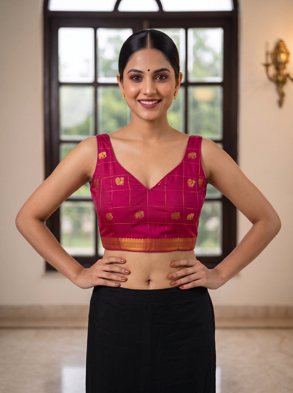 MIMOSA Red Saree Saree — blouse close-up