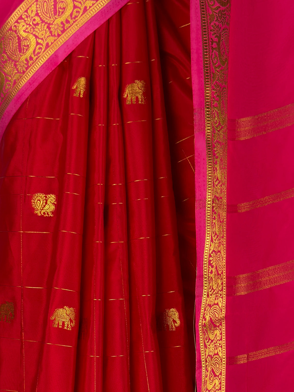 MIMOSA Red Saree Saree — fleets shot full lifestyle