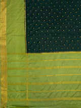 MIMOSA Bottle Green Mysore Silk crepe Saree — pallu and zari work detail