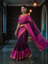MIMOSA Jamun Mysore Silk crepe Saree — pose 6 styling detail