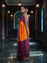 MIMOSA Mustard Mysore Silk crepe Saree — pose 5 styling detail