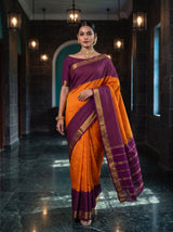 MIMOSA Mustard Mysore Silk crepe Saree — pose 6 styling detail